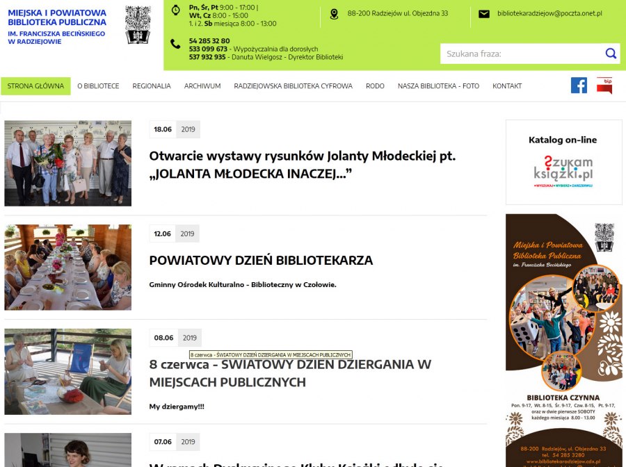 Strona Internetowa biblioteki w Radziejowie