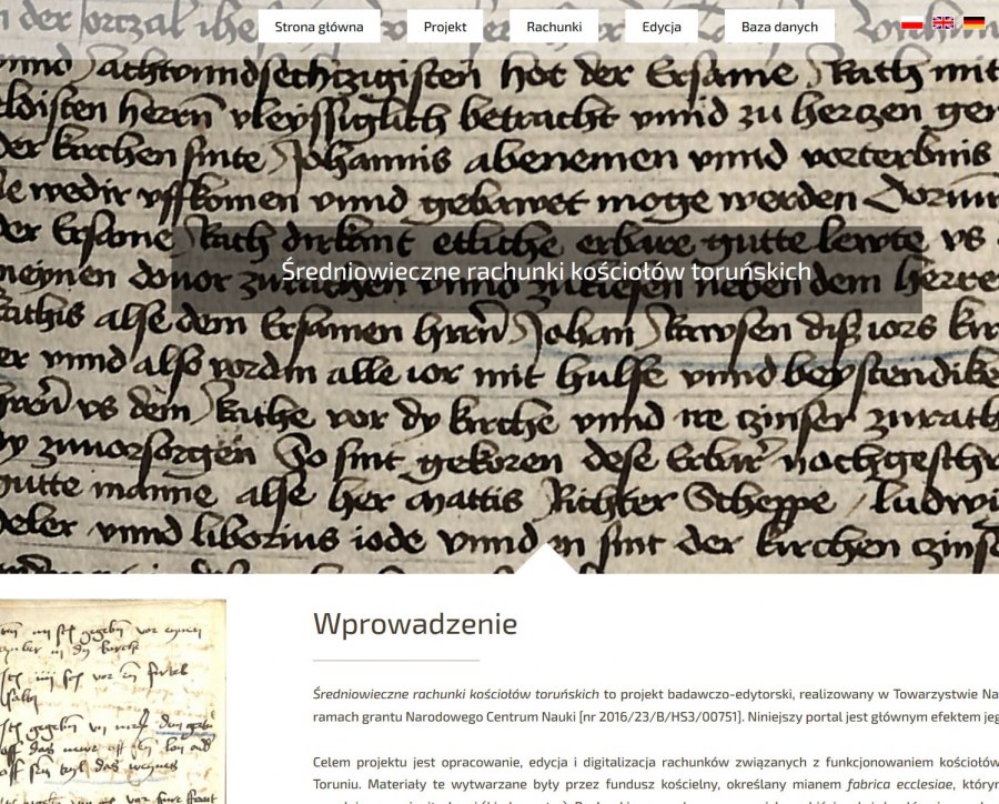 Średniowieczne Rachunki Kościołów Toruńskich - portal bazodanowy
